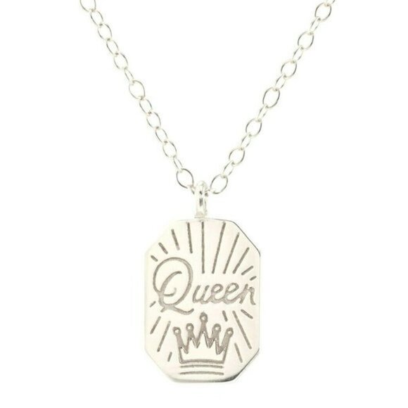 Kris Nations Silver Queen Dog Tag Necklace - Picture 1 of 6